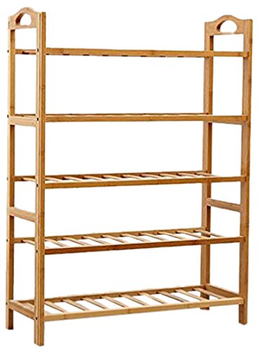 Novicz Wood Foldable 5 Tier Shoe Rack Stand