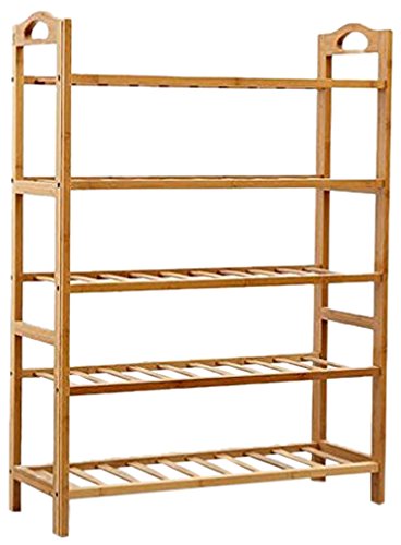 Novicz Wood Foldable 5 Tier Shoe Rack Stand