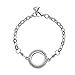 Feilaiger Silver 25mm Floating Charm Living Memory Lockets Bracelet Set - Glass Rhinestones Surface - Magnetic Closure - 175mm Free Link Chain