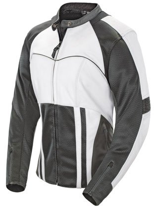 JOE ROCKET LADIES RADAR HYBRID LEATHER MOTORCYCLE JACKET white/gunmetal