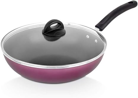 Amazon 深い紫色のフライパン鍋 ノンスティックパン 家庭用多機能調理鍋 電磁調理器ガスストーブ ライトレンジクッカー30cmオムレツ フライパンフライパン誘導 中華鍋 オンライン通販