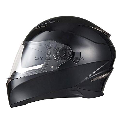 LeeMas Inc DOT Approved Motorcycle Full Face Helmet Double Visors ABS Air Vent Lightweight Motorbike Touring Sports (Size L)