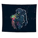 QCWN Fantasy Galaxy Planet Decor Tapestry, Cool Spaceman Astronaut Starry Art Print Wall Hanging Tapestry for Man & Home Decor. Multi 78x59Inc (78" L59 W)