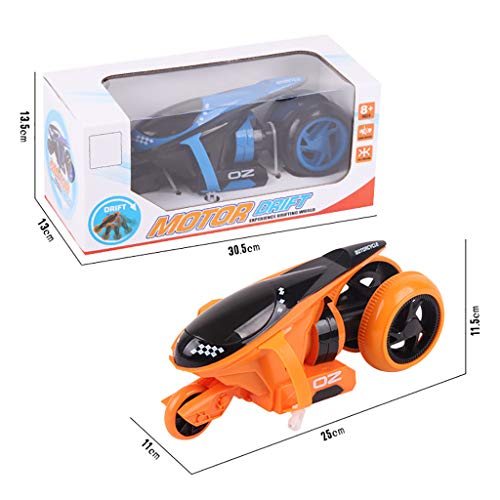 Sikye Remote Control Car - 90 Degrees Rotated Drifting High Speed Stunt Car with Light USB Charging 4.8V 500 mAh Battery Road Motorcycle (Orange)