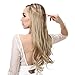 Halo Hair Extension Curly Long Synthetic Hairpiece Green Brown With Beach Blonde Highlight 18 Inch 4.2 Oz Hidden Wire Headband for Women Heat Resistant Fiber No Clip SARLA(M01&M6PH613)