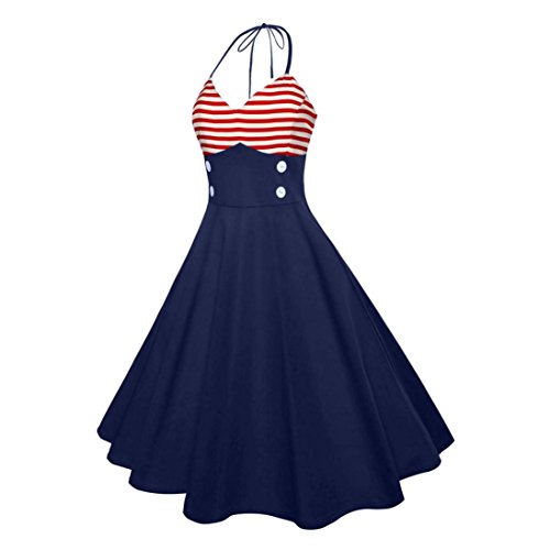 Women's USA American Flag Dress,Todaies Women Vintage Sleeveless Dress 4th July Independence Day Dresses Evening Party Prom Swing Dress 2018 (L, Navy)