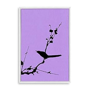 Framed Canvas Wall Art for Living Room, Bedroom Bird on Branch Illustration V Canvas Prints for Home Decoration Ready to Hang - 16x24 inches