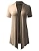 B.I.L.Y BILY Women's Classic Asymmetrical Front Short-Sleeve Drape Cardigan Stone XX-Large