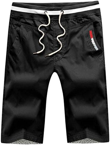 Sayhi Men's Flat Front Pocket Summer Waist Drawstring Cargo Shorts Black M
