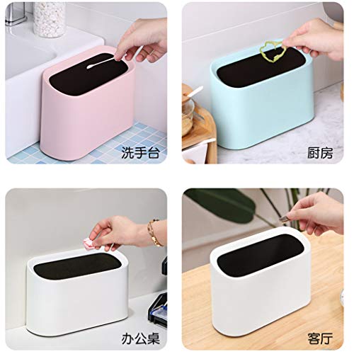 Longay Modern Oval Shatter-Resistant Plastic Small Trash Can Wastebasket (White) - Thumbnail 5