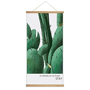 Hanging Poster Wooden Framed Fashion Beautiful Cactus Theme Home Wall Canvas Prints Ready to Hang - 18"x36"