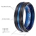 PINONLY Black Tungsten Carbide Ring for Men 8mm Wedding Band-Matte Finish-Blue Grooved-Rounded Smooth Interior Comfort Fit-Thick and Heavy