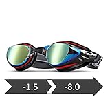 wave Prescription Unisex Swim Goggles with Vision Mirror Coated, Optical Corrective Swimming Goggles Scratch Resistant Anti-fog UV Protection Nearsighted Allergy-free, Ear Plugs & Nose Piece Incl
