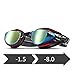 wave Prescription Unisex Swim Goggles with Vision Mirror Coated, Optical Corrective Swimming Goggles Scratch Resistant Anti-Fog UV Protection Nearsighted Allergy-Free, Ear Plugs & Nose Piece Incl
