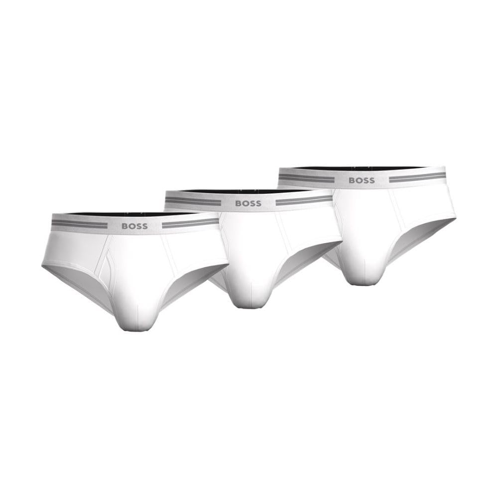 Photo 1 of BOSS Men's 3-Pack Traditional Cotton Briefs, Pure White, Large