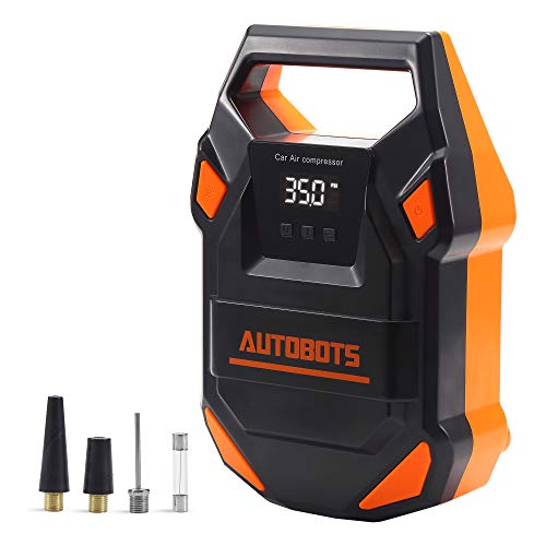 Autobots Portable Air Compressor Pump | 2020 Model 12v Tire Inflator With Digital Pressure Gauge | Perfect For Automobiles, Car & Bike Tires | Includes Hose & Accessories