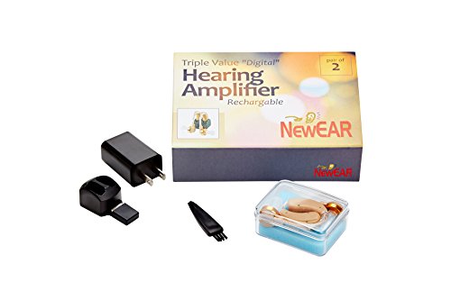 Digital Hearing Amplifier - Rechargeable Behind the Ear Personal Hearing Enhancement Sound Amplifier Pair, BTE Digital Hearing Amplifier with USB Charging Dock by MEDca