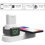 FACEVER 36W 3 in 1 Wireless Charger Station with USB Output, Fast Qi Wireless Charger Compatible with Apple Watch iWatch Airpods iPhone Xs MAX XR X 8 Plus, Samsung S9 S8+, Qi-Enabled Devices -White