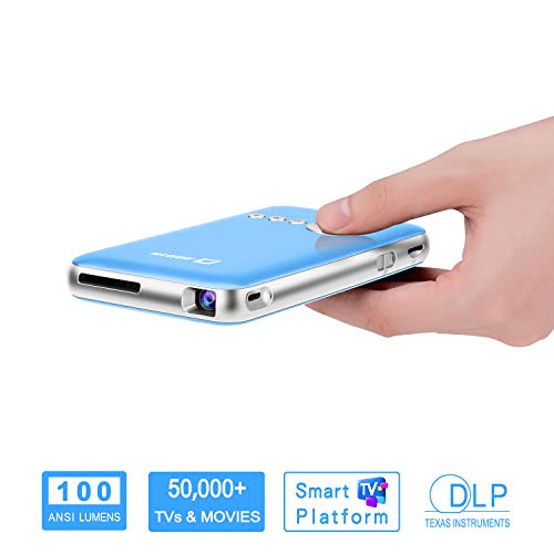 AODIN Young 100 ANSI Lumens WiFi Portable TV Projector, Pocket Size DLP LED Mini Video Projector, Support 1080P, 120″ Display, Stream 50,000+ TV/Movies by YouTube, Hulu and More