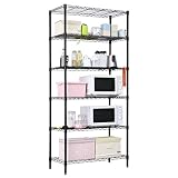 LANGRIA 6 Tier Garage Shelving Shelving Unit, Storage Rack Garage Shelf Heavy Duty Metal Shelves, Black