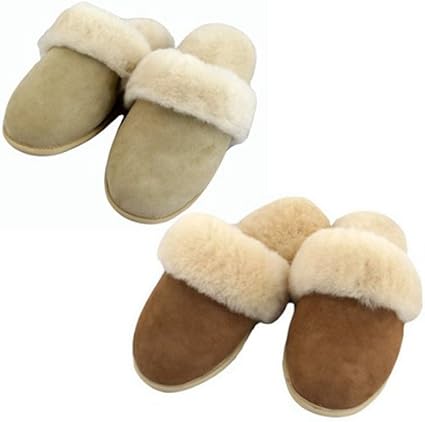 Amazon Co Jp ムートンスリッパ ブラウン ベージュ2足セット bo ホーム キッチン