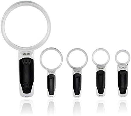 Handheld Study Reading Pocket Magnifying Glass 2 LEDs Magnifier Double Lens Bistratal Lens