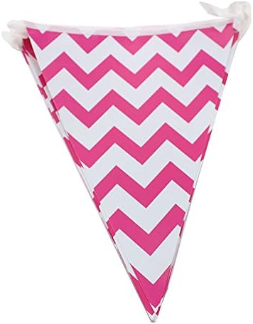 SeasonC 12feet Chevron Pennant Paper Banner Party Supplies HOT PINK