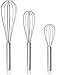 Ouddy 3 Pack Stainless Steel Whisks 8"+10"+12", Wire Whisk Set Kitchen wisks for Cooking, Blending, Whisking, Beating, Stirring primary