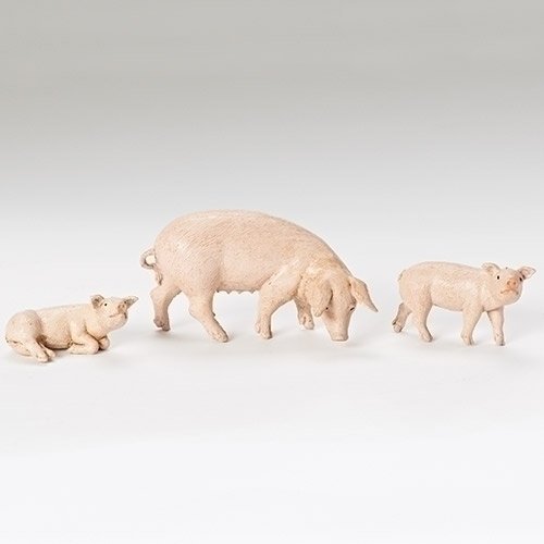 Fontanini Pig Family Animals Italian Nativity Villager Figurine Set of 3 54081