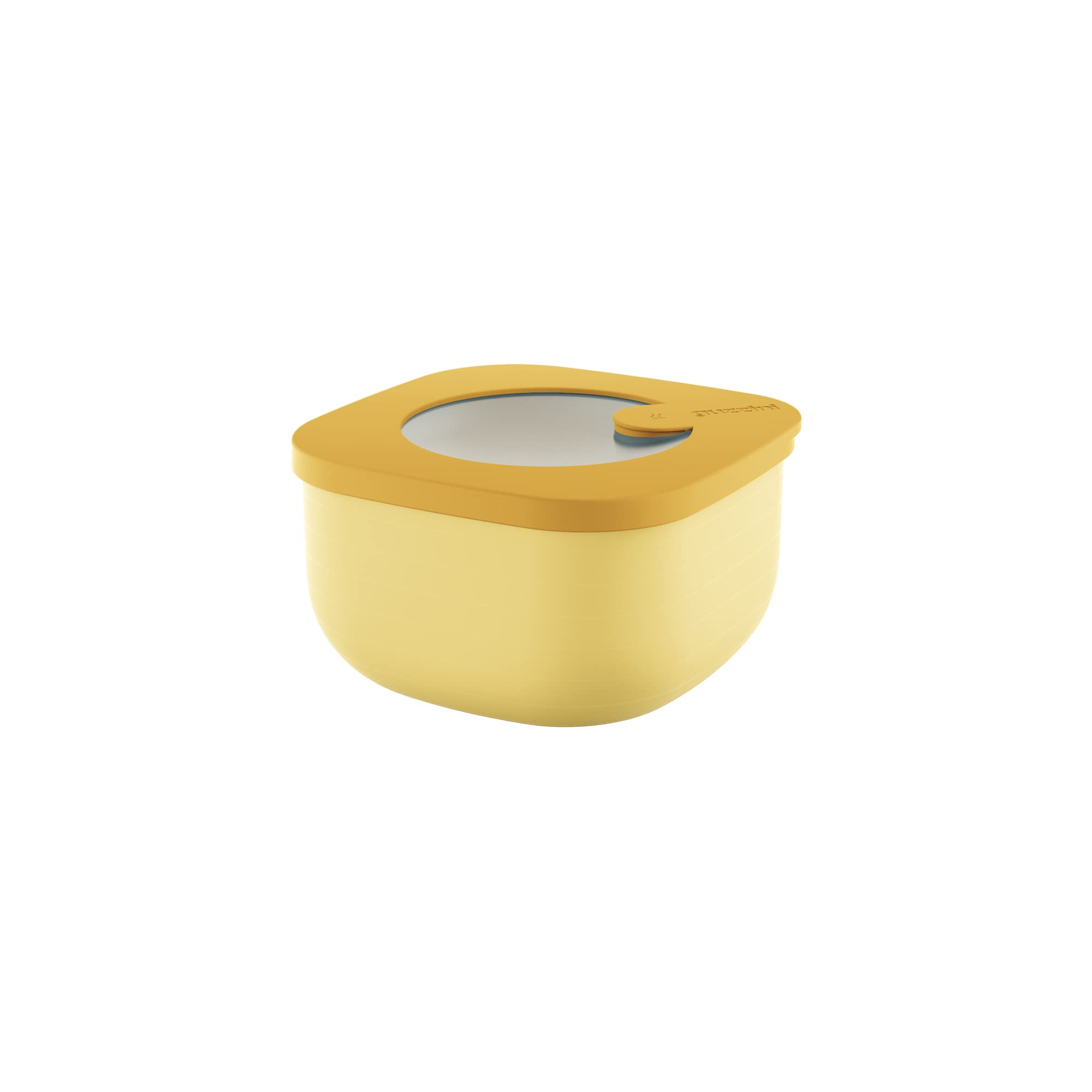Guzzini Store&More Kitchen Active Design Low Profile Airtight Containers for Fridge/Freezer/Microwave, 12.2 x 12.2 x 6.8 cm, Size S, Yellow (Ochre)