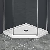 KEIKI 36" x 36" x 3.5" Corner Drain Neo-Angle Shower Base, Premium Acrylic and ABS Construction, Pre-Leveled Design for Easy 