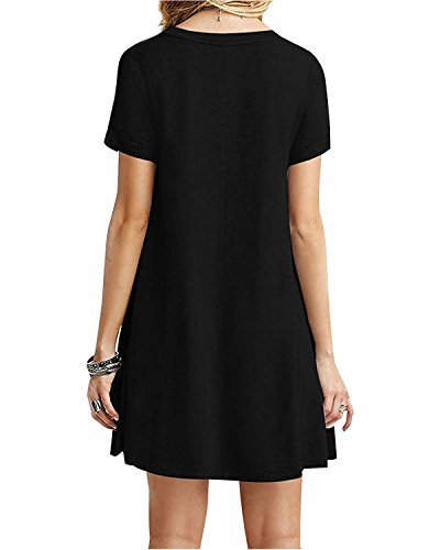 Trary Womens Plain T Shirt Dress Summer Casual Simple Line
