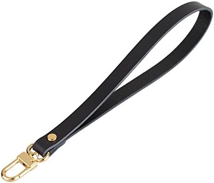 Richbud Genuine Italian Vegetable Leather Wrist Hand Strap Swivel Trigger Clip Snap Lobster Claw Clasp Handmade Key Ring Fob Lanyard (Black)