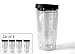 Set of 4 Clear 16oz Tumblers - Clear with Black Lid - BPA Free