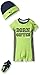 PUMA Baby Boys' 3pc Romper Hat and Socks Set, Active Green, 0/3M