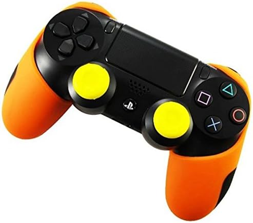 Stillshine PS4 Silicone Skin Protection Cover for Playstation Controller 4 x 1 + Thumb Grip Thumb Grips x 2 orange Orange