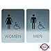 Custom Product Solutions Men & Women ADA Restroom (Bathroom) Modern Chic Sign w/Braille - Silver/Black