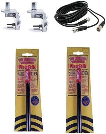 Err 2 Firestik KW4 , KW4b, Black Cb Antennas, 18ft Dual Cophase Coax, Brackets and Studs Combo