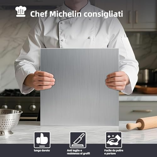 Stainless Steel Chopping Board, Kitchen Worktop, Durable and Hygienic Worktop Extraspessor 2 mm, Kitchen Kneading Board for Bar for Restaurant (50 x 40 cm)