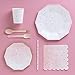 Fire and Creme Stars Foiled Party Paper Plates Gold White Pink Ombre- Pack of 8 (Small)