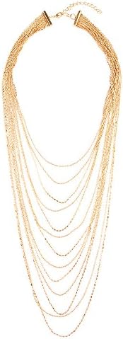 kpajewelry Multi-Layered Metal Chain Ms. Fringed Long Necklace