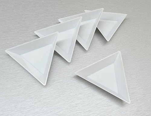 5 WHITE PLASTIC TRIANGLE SORTING TRAYS GEMSTONE RHINESTONES CRAFTS BEADWORK