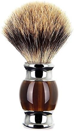 Shaving Brush,100% Professional Silvertip Badger Bristle Brush with Imitating Ox Horn Resin + Heavy Alloy Base and Ergonomic Handle Christmas Gift