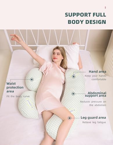 Oternal Pregnancy Pillow for Pregnant Women, Soft Pregnancy Body Pillow, Support for Back, Belly, Hips, Legs, Maternity Pillow with Detachable and Adjustable Pillow Cover