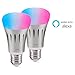 LEIMI Smart LED Light Bulb, Wi-Fi, Dimmable Multicolored Color Changing Party Lights Bulb, Smartphone Controlled Sunrise Wake Up Lights,60W Equivalent, Works with Alexa(Silver,2 Pack)