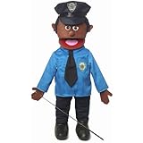 25" Policeman, Black Male, Full Body, Ventriloquist Style Puppet