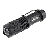 UltraFire SK68 7W 300LM 3 modes Flashlight Torch, Adjustable Focus Zoom, Black