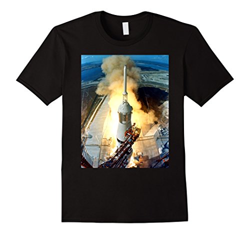 Men's Apollo 11 Launch Moon Landing Saturn 5 Rocket Space T-Shirt 2XL Black