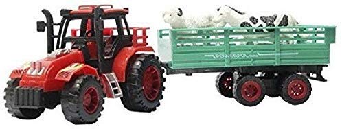 Vinayak Super Tractor with Real Looking 3 Pcs Animal Trolley Toy for Kids (Multicolor)