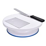 IEIK 11 Inch Rotating Cake Turntable, Revolving Decorating Stand with 12.7'' Angled Icing Spatula and Icing Smoother for Baking Cake Decoration
